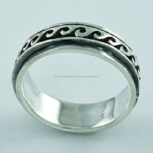 Anillo giratorio ondulado hecho a mano de Plata de Ley 925, ajuste Invisible para compromiso de aniversario de boda, gran Idea de regalo - Product Image 4