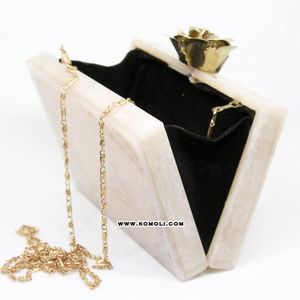 หินอ่อนสีขาวเสร็จสิ้นแฟชั่นเรซิ่นคริลิคกระเป๋าคลัทช์กระเป๋า - Product Image 2