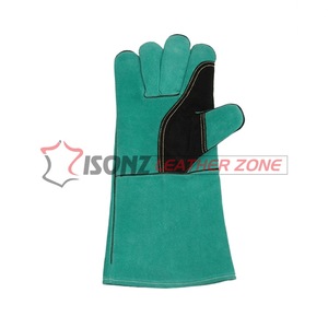 ถุงมือบาร์บีคิวหนังแท้สีเขียวถุงมือทิคถุงมือเชื่อมถุงมือป้องกันการตัด - Product Image 3