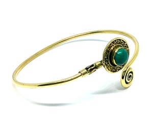 Pulsera de piedra turquesa hecha a mano, brazalete de latón, novedad de 2017 - Product Image 1