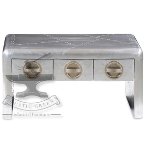 Elegante aviador mesa de centro de tres cajones diseño Industrial hogar sala de estar muebles hechos de Metal duradero - Product Image 1