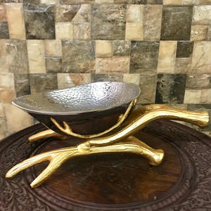 Cuencos de aluminio de lujo chapados en plata y oro, tazón decorativo de Metal para decoración del hogar, diseño decorativo - Product Image 2