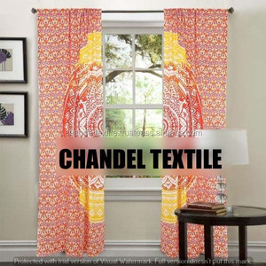 Ombre Mandala Handmade Valences 2PC Cotton Door <b>Curtains</b> Set Door Hanging Window Voile Door <b>Curtain</b> Decorative Ethnic Ombre Art - Product Image 3