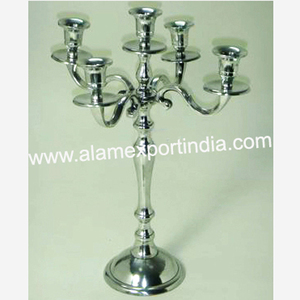 Vente chaude Vintage cinq bras argent candélabre petit bougeoir en verre nouveauté table décorer pièce maîtresse - Product Image 5