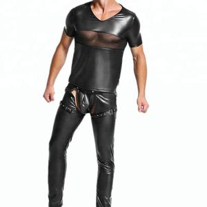 Shemax Men's Fetish Faux Leather Mesh <b>T</b>-<b>shirt</b> Tank Top - Product Image 5