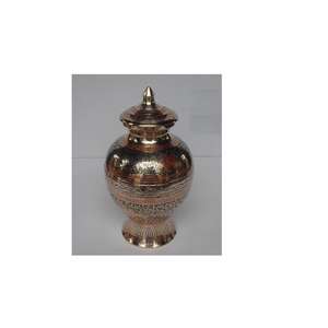 Venta caliente esmalte pintado con cubierta de tarro de urna grabada con perilla en tarro de urna de metal de recuerdo de latón fundido en precio al por mayor - Product Image 4