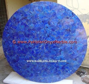 Table basse de luxe en lapis lazuli bleu pierre précieuse minérale en jade naturel sculptée et polie - Product Image 4