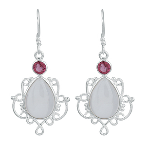 <b>Pink</b> Tourmaline Rose Quartz 925 Sterling Silver Gold Plated Vintage Dangle <b>Earrings</b> Handmade Jewelry Casa De Plata - Product Image 1