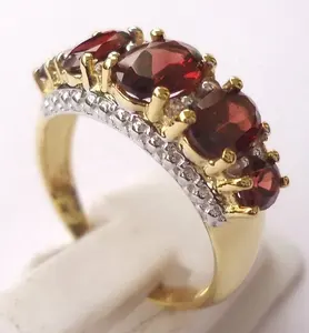 Indah Terbaru 2023 Desain Batu Permata Asli Semi Mulia Garnet Lima Batu 925 Sterling Cincin Perak