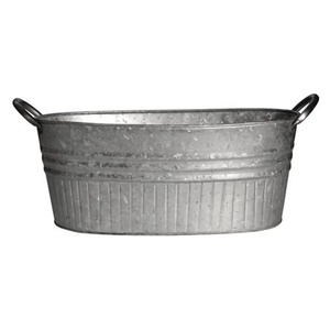 Bañera de hielo de metal para fiesta, con soporte, ovalada, cónica, en relieve, con asas, galvanizada, con soporte - Product Image 1