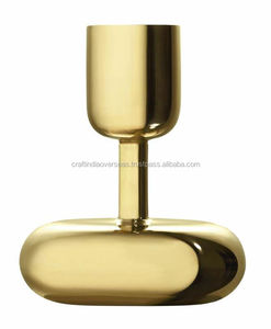 Handmade Gold-Plated <b>Brass</b> Candle Holder Exclusive Goblet Design Trendy Metal Vessel for Home Use - Product Image 2