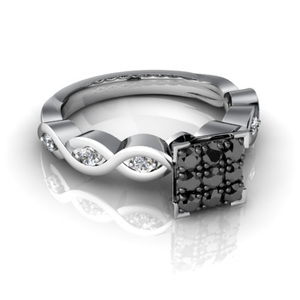 Certified 0.39 Carat Natural Black and White Diamond 14k Solid Gold Contemporary Wedding <b>Rings</b> Diamond <b>Ring</b> for Women <b>Engagement</b> - Product Image 1