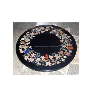 Dessous de Table en marbre noir Antique, 2 pièces, Design vintage, décoration pour la maison - Product Image 1