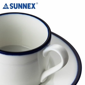 ชุดถ้วยกาแฟเซรามิกพอร์ซเลนขอบสีน้ำเงิน - Product Image 2