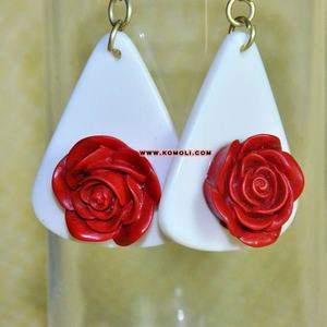 Red Rose Vintage Style Handmade <b>Jewellery</b> <b>Resin</b> Earrings - Product Image 2