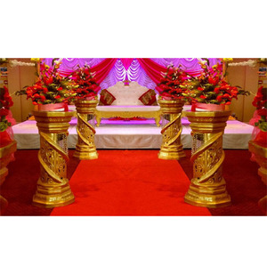 Piliers de passerelle de mariage en cristal de fibre d'or Décor d'événement Décoration d'allée de scène Piédestaux de fibre d'allée de mariage USA - Product Image 1