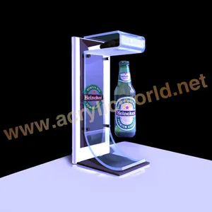 בקבוק glorifier מתלה תצוגת אקריליק led יין מתלה/שולחן יין תצוגה/led יין תצוגה