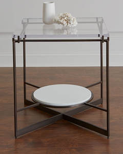 Table moderne en fer forgé avec dessus en miroir Base en marbre italien Tables basses pour salon salle à manger Mobilier durable en métal et acier - Product Image 2