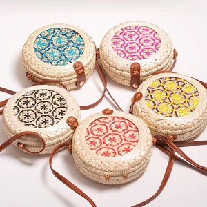 Bolso Hobo de Paja de Bambú Estilo Casual para Mujer, Correa de Cuero PU, Bolso de Mano de Ratán Hecho a Mano, Forro de Lona de Lino, Estilo Informal, Una Correa - Product Image 3