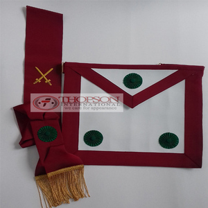 MASONIC Regalia French Rite DELANTALES Tela de cuero bordada Collar de cinta Rite francés Costura de punto de cruz Bordado - Product Image 3