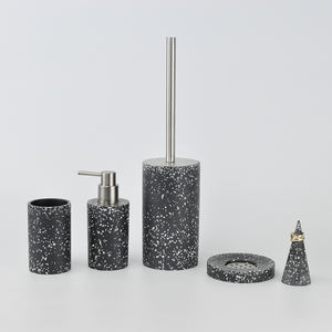 Ensemble d'accessoires de salle de bain Poly Round Shape in Gravel Design - Product Image 1