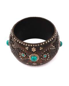 Unisex <b>Wood</b> Studded <b>Bangle</b> Ladies' Copper Brass Alloy Jewelry for Party Engagement Anniversary Gift with Water Drop Shape - Product Image 1