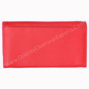 Monedero de mano de cuero real para mujer de color rojo con múltiples ranuras para tarjetas de crédito y monedas compartimento con cremallera con cierre de botón a presión - Product Image 3
