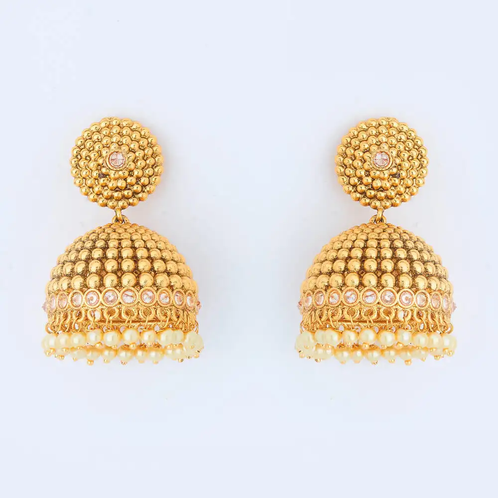Boucles d'oreilles indiennes en or, modèle 14965, Jhumki, livraison gratuite