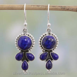 Latest 925 <b>Sterling</b> Solid <b>Silver</b> Blue Lapis Lazuli Jewelry Dangle <b>Earrings</b> For Women - Product Image 2