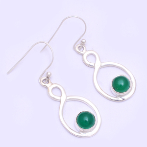 Pendientes de Plata de Ley 925 de ónix verde de forma redonda Winsome, joyería de diseño hecha a mano, pendientes de moda para mujer. - Product Image 1