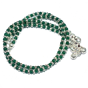 Bracelets de cheville en argent Sterling 925 avec pierre verte de forme ronde moderne, vente en gros de bijoux en argent - Product Image 1