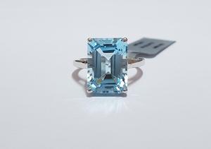 Bague octogonale en topaze bleue, luxe, or 14 carats, tendance, plaquée rhodium, pour mariage, fête ou anniversaire - Product Image 5