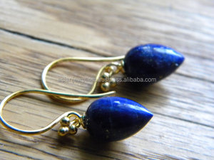 Boucles d'oreilles en argent Lapis Lazuli Or Vermeil Boucles d'oreilles en argent sterling 925 avec pierres précieuses Bijoux en argent faits à la main - Product Image 2