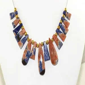 Good Quality Natural Sodalite Gemstone Faceted Pear And Triangle Shape Beautiful Handmade Necklace Wholesale