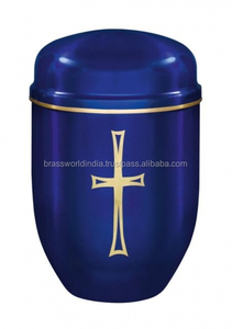 เครื่องเผาศพเหล็กสีฟ้าข้ามโดย brassworld อินเดียอุปกรณ์งานศพ - Product Image 2