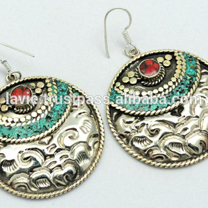 925 argent tibétain belle, charme, mode boucle d'oreille bijoux Vintage boucle d'oreille, bijoux en gros - Product Image 1