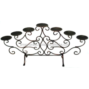 Portavelas de escritorio de hierro forjado 7, acabado elegante, perfecto para una impresionante decoración de bodas y exhibición de velas - Product Image 1