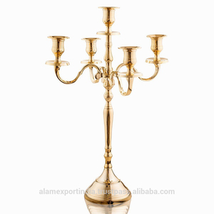 Candelabre de table de mariage en aluminium artisanal à 5 bras, porte-bougie, centre de table, support décoratif, décoration de Noël pour la maison - Product Image 2