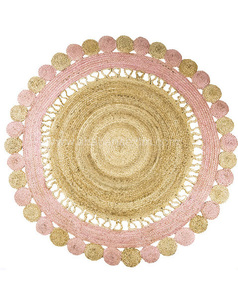 Approvisionnement d'usine tapis de jute rond tapis tressé à la main avec différents modèles couleur tissé Techniques porte chambre extérieur décor à la maison - Product Image 1