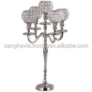 Porte-bougie en aluminium de mariage populaire en argent Design en métal de Noël pour bougie en métal de pièce maîtresse de mariage - Product Image 3