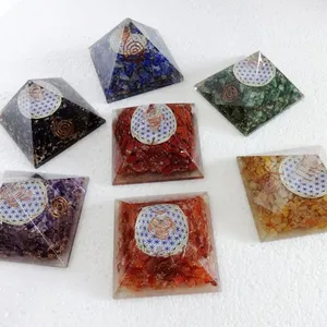 Piramide di Orgonite all'ingrosso: 7 Chakra Orgone Pyramid con fiore della vita