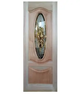 Great deal solid red wood frame fancy main entrance decorative art glass design door Malaysia local made furniture ready stock