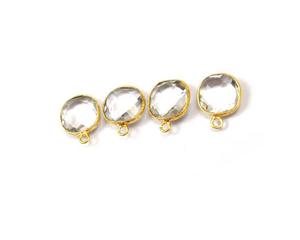 Connecteur de lunette de pierres précieuses en cristal de quartz fait à la main pierre à facettes plaquée or pour la fabrication de bijoux à caution unique forme de coussin à facettes - Product Image 6