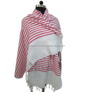 Cotton Foutas <b>Beach</b> <b>Towel</b> in Pink & White Stylish and Absorbent Poolside Accessory - Product Image 1