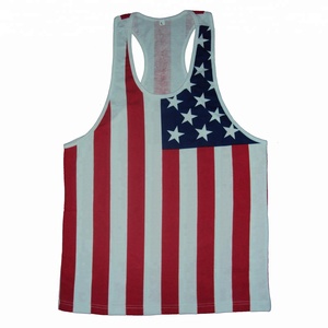 Breathable Quick Dry Solid Casual 100% Cotton Stringer Vest/ American Flag Gym <b>Singlet</b> /USA Tank Top Men Eco-Friendly O-Neck - Product Image 1