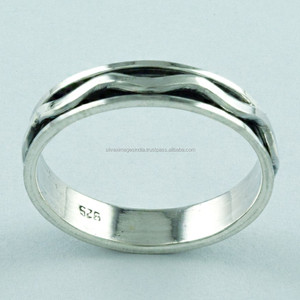 Anillo giratorio de Plata de Ley 925 hecho a mano, el diseño clásico más popular para bodas, Directo del mayorista de la India - Product Image 1