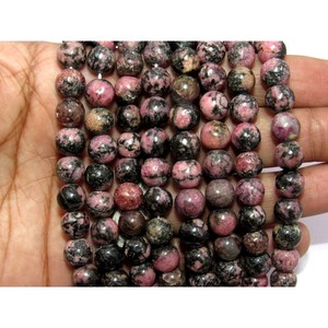Rodonita suave forma redonda piedras preciosas cuentas sueltas Fabricación de joyas naturales de buena calidad - Product Image 6