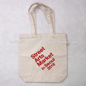 Adorable sac fourre-tout en toile de coton pliable sac à provisions écologique avec logo personnalisé sérigraphie rayée avec poignée fait cadeau Promotion - Product Image 3