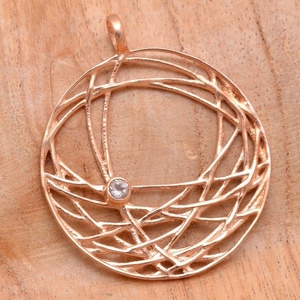 Collier pendentif de créateur en argent sterling 925 plaqué or rose massif Fabrication de bijoux en gros PAR CASA DE PLATA. - Product Image 2