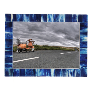 Marco de fotos con incrustaciones de hueso de resina azul Marco de fotos de 4x6 pulgadas - Product Image 4